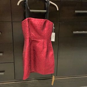 Reformation Gaston Dress cherry brocade